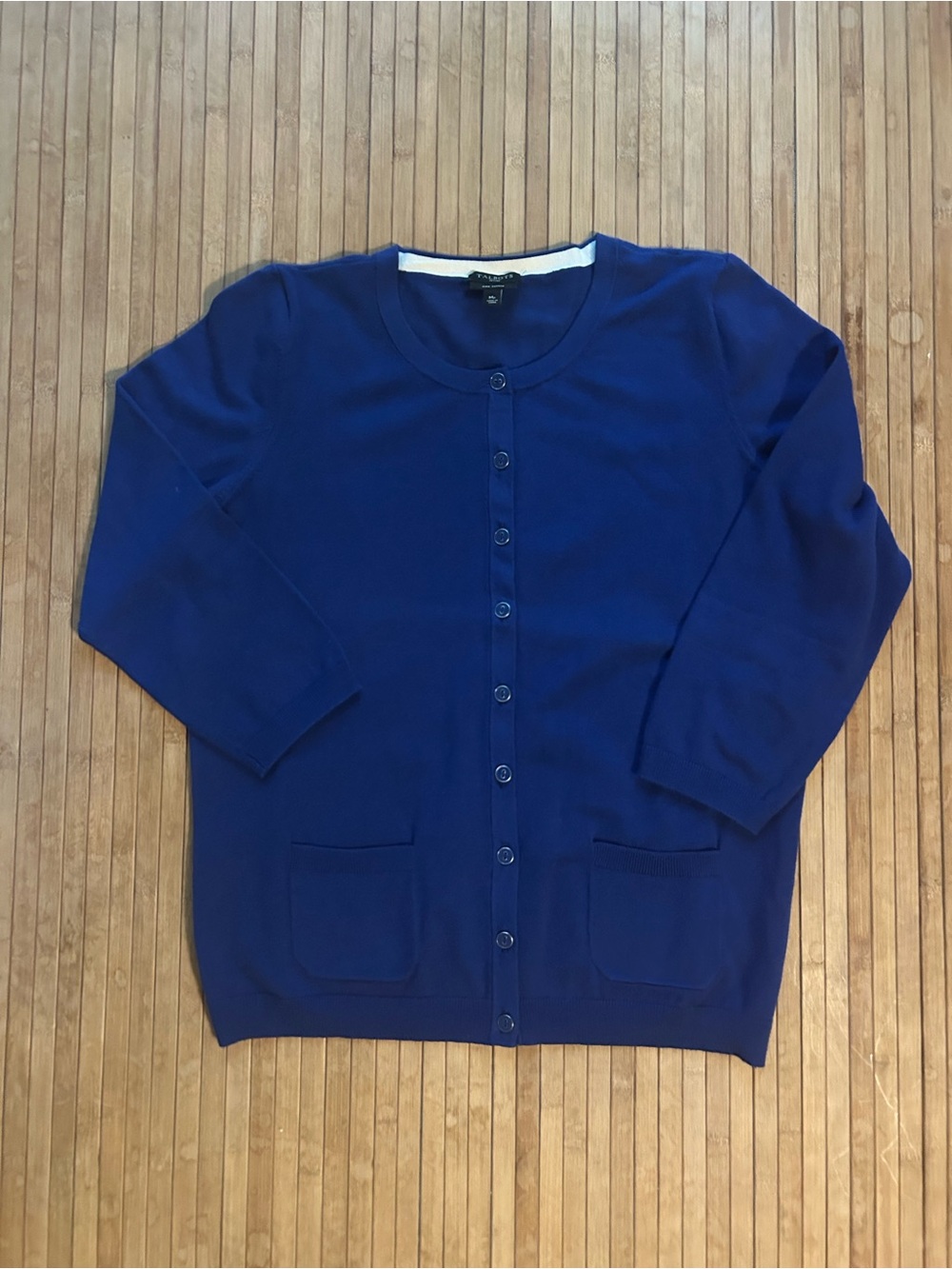 Talbots Women’s Sz MP Preppy Dark Blue Pima Cotton Blend Button Down Cardigan